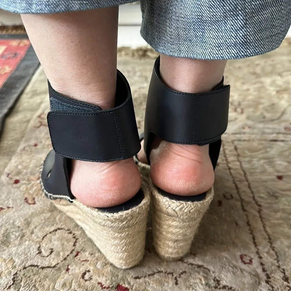 Vince - Spencer Coastal leather espadrille wedges - 3” heel